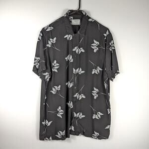 Zipcode Ricky Singh Floral Button Up Shirt Men’s M Black Short Sleeve Viscose